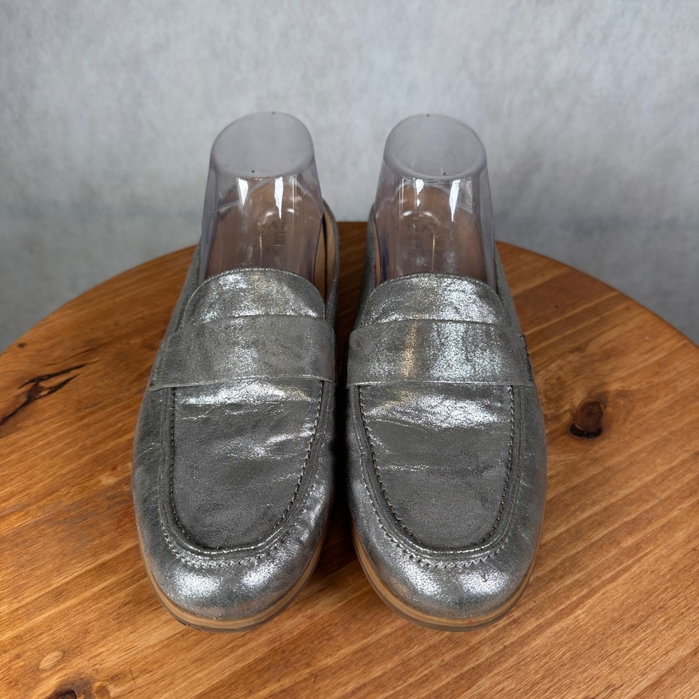 Naturalizer Mule Loafers Womens 11M Silver Metallic Good Penny Flats - Picture 3 of 15